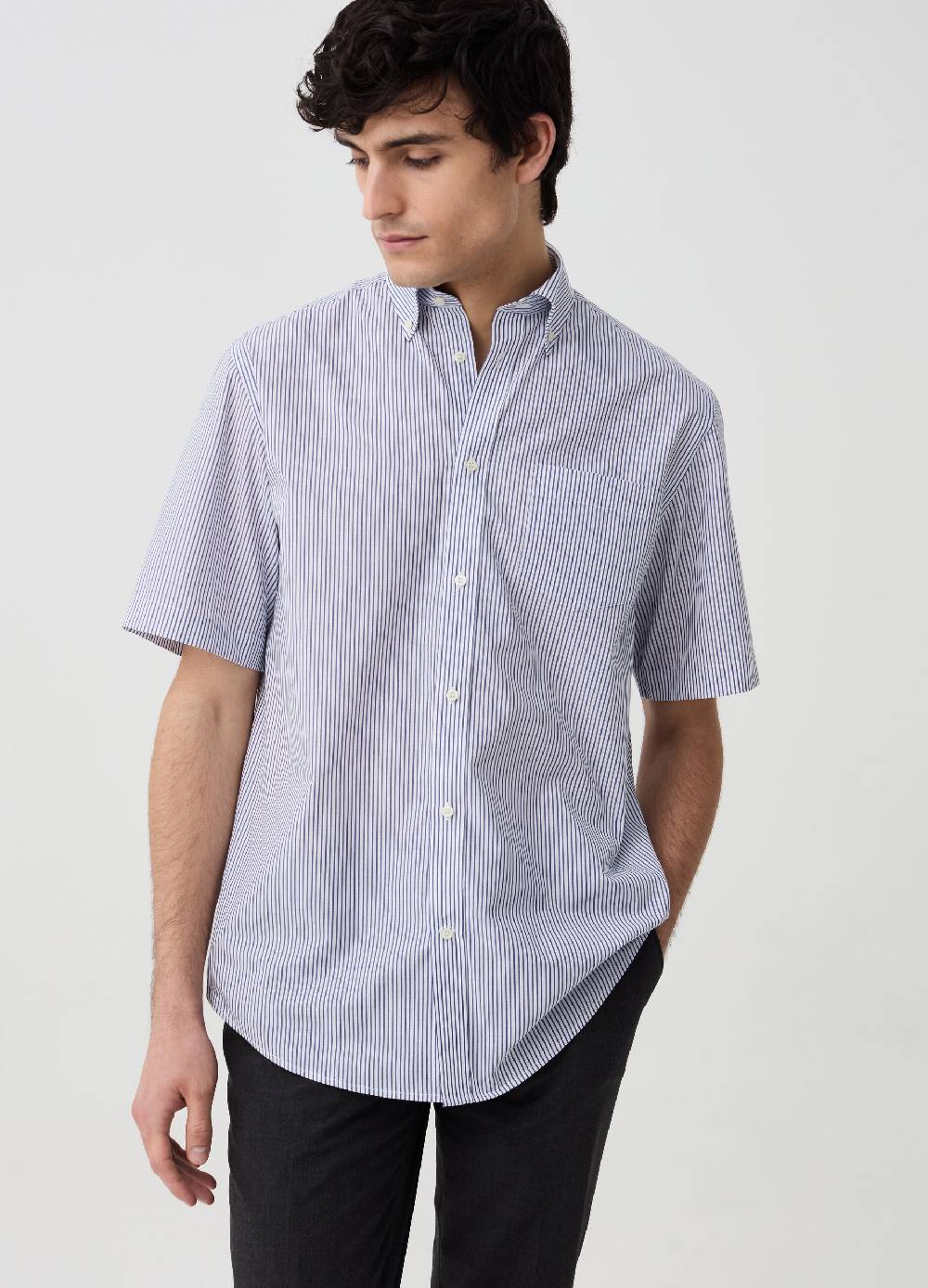 Ovs Camicia a maniche corte fantasia righe sottili