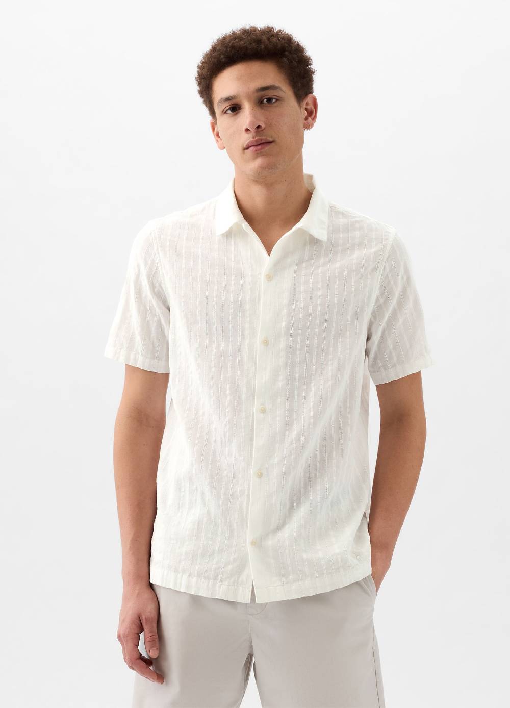 Ovs Camicia a maniche corte in cotone dobby