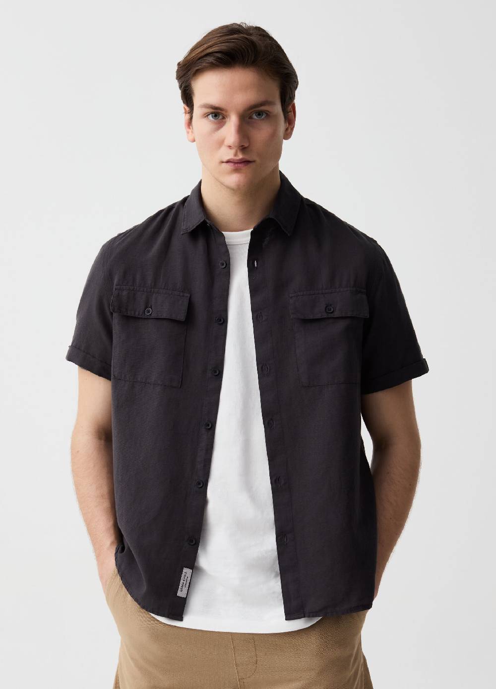 Ovs Camicia a maniche corte in cotone e lino