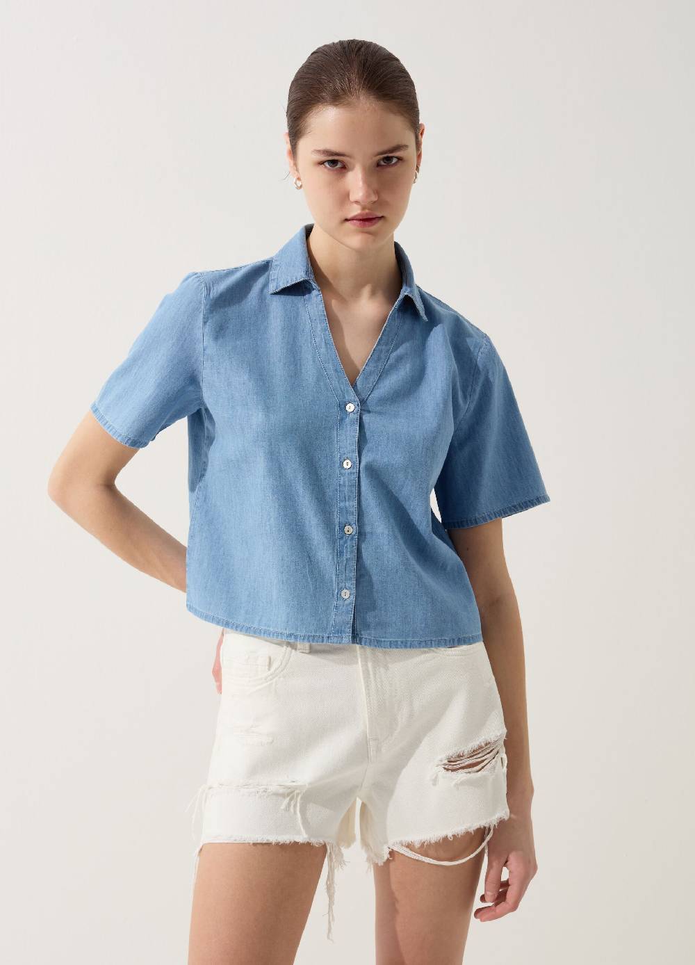 Ovs Camicia A Maniche Corte In Denim