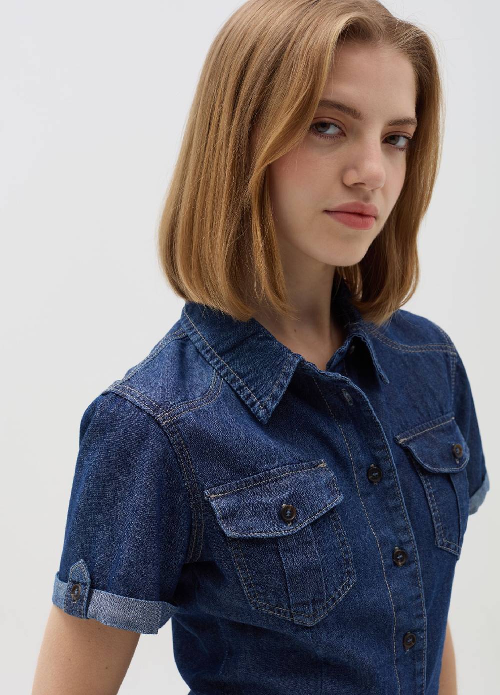 Ovs Camicia A Maniche Corte In Denim