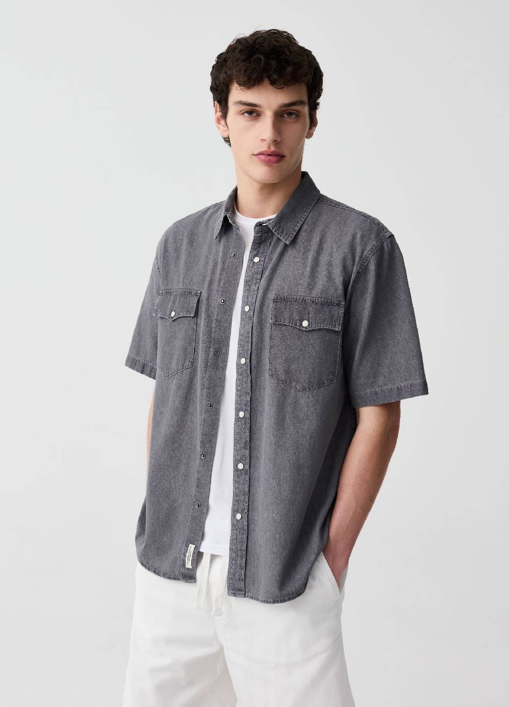 Ovs Camicia a maniche corte in denim con tasche