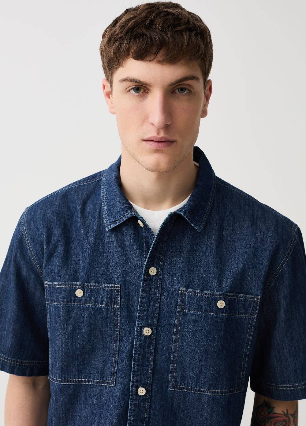 Ovs Camicia A Maniche Corte In Denim