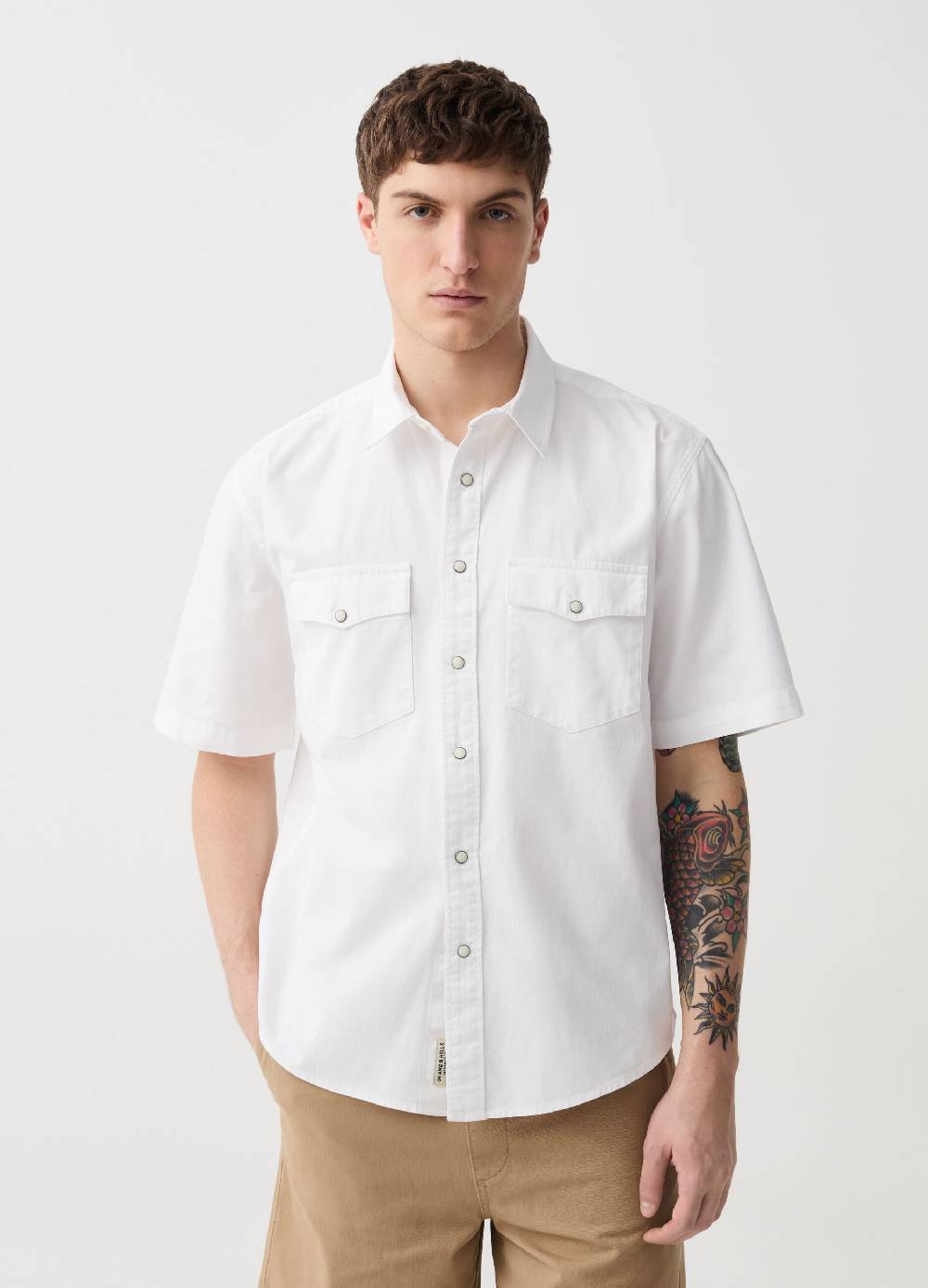 Ovs Camicia a maniche corte in denim tinta unita