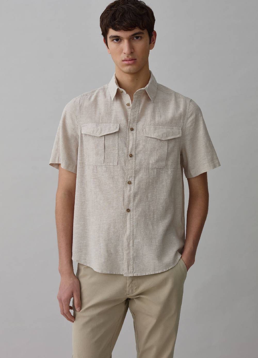 Ovs Camicia A Maniche Corte In Lino E Cotone