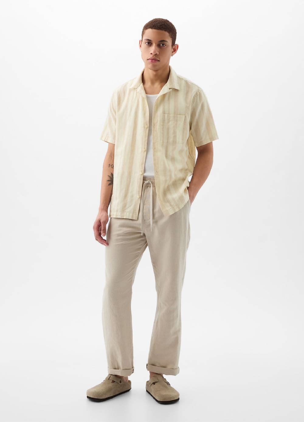 Ovs Camicia A Maniche Corte In Lino E Cotone