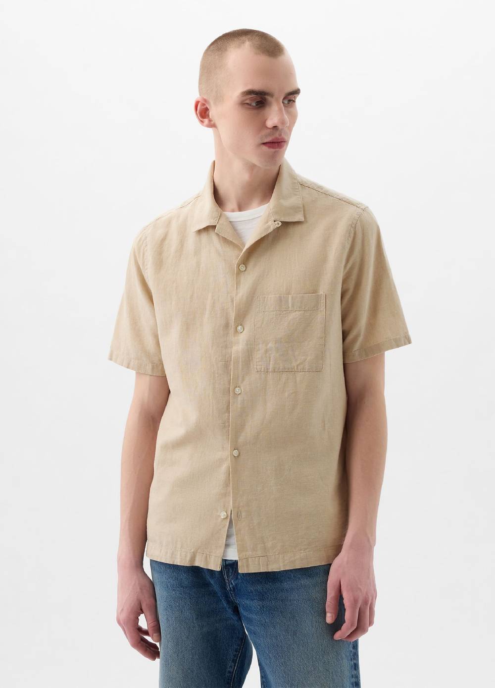 Ovs Camicia A Maniche Corte In Lino E Cotone