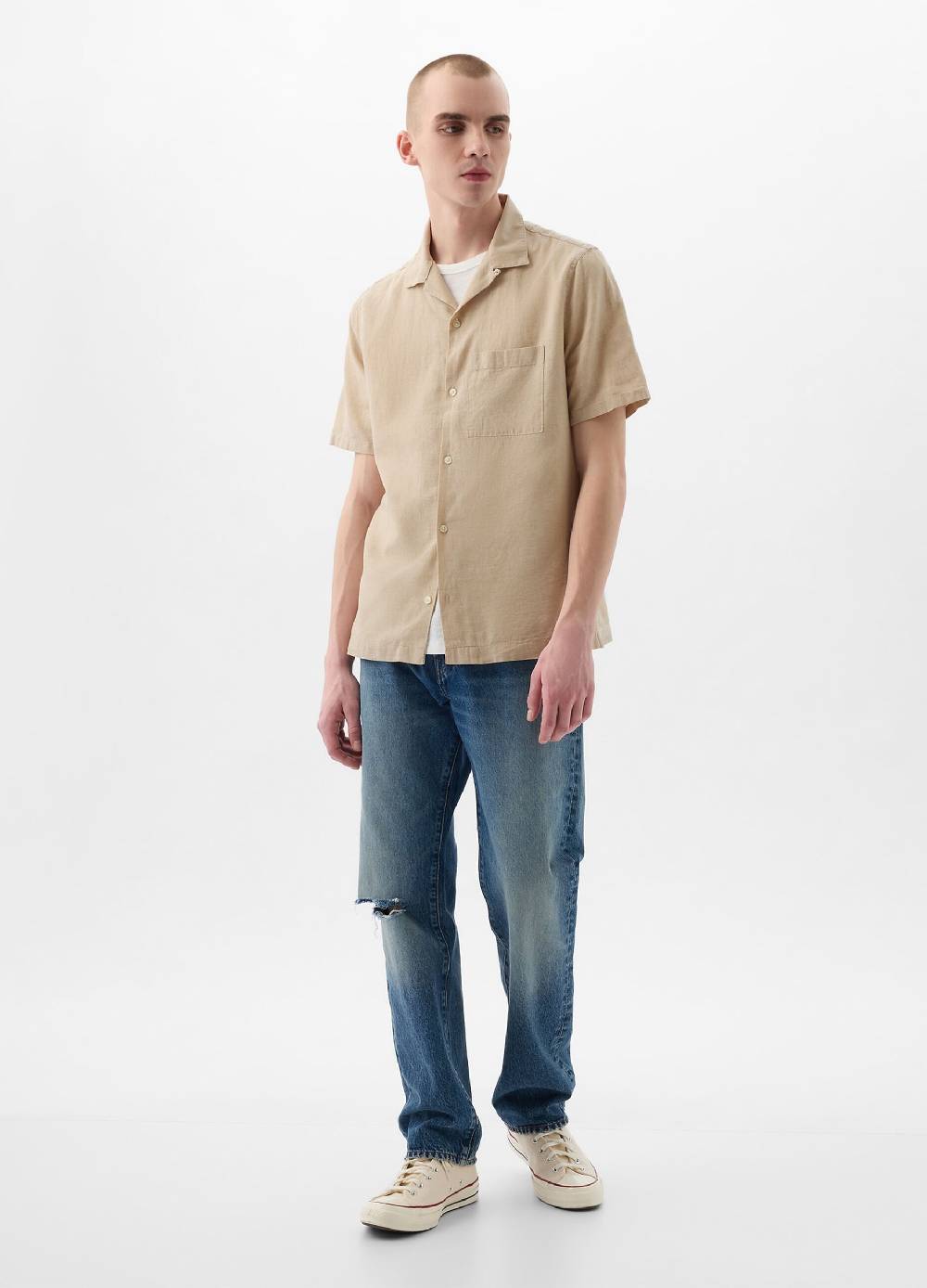 Ovs Camicia a maniche corte in lino e cotone