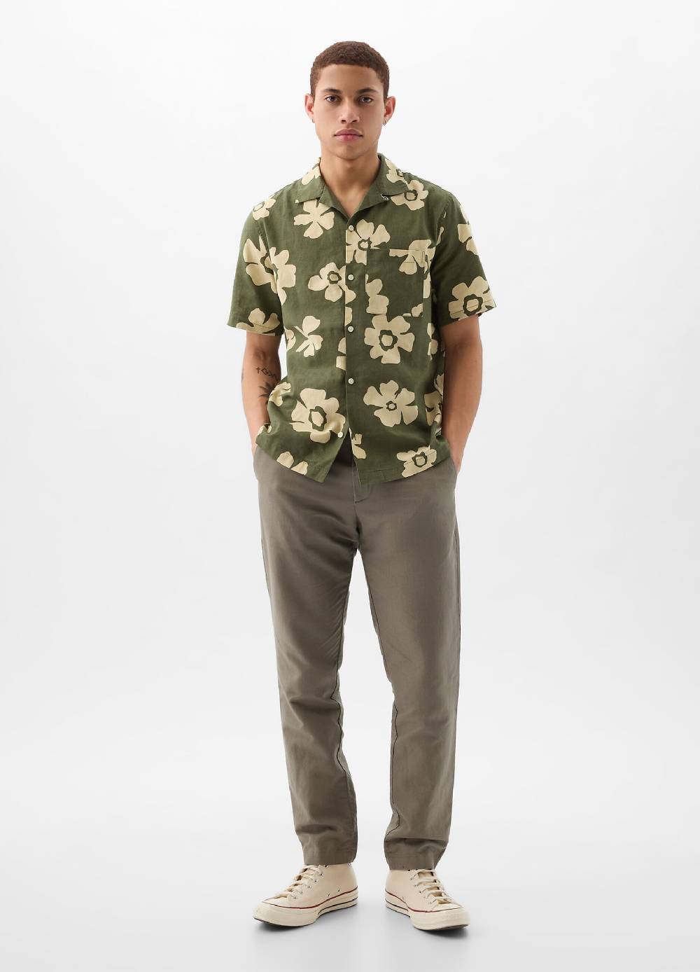 Ovs Camicia A Maniche Corte In Lino E Cotone