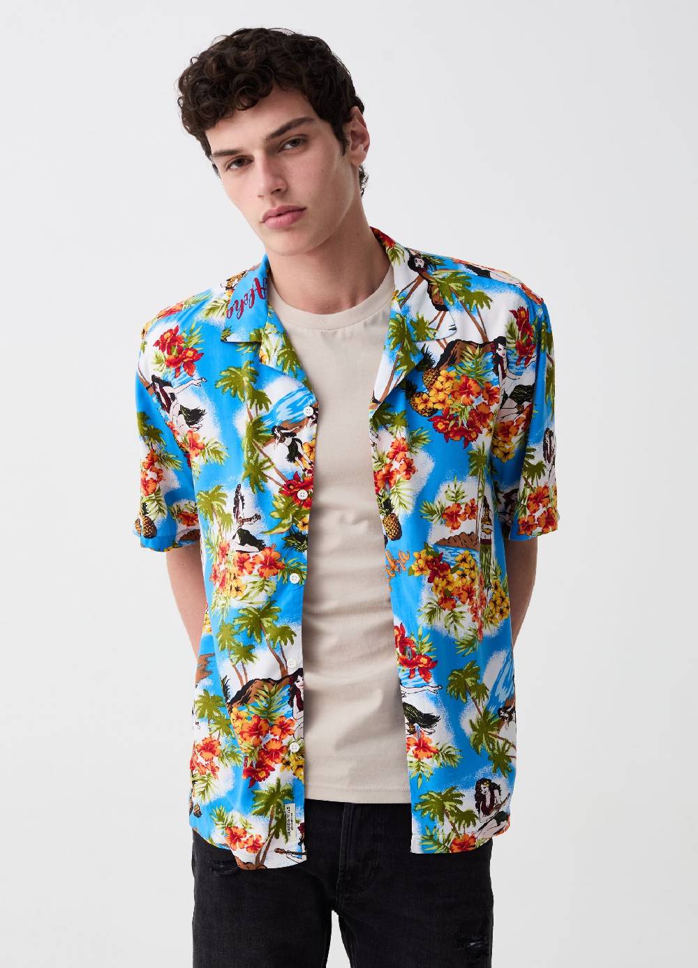 Ovs Camicia A Maniche Corte Stampa Hawaiana
