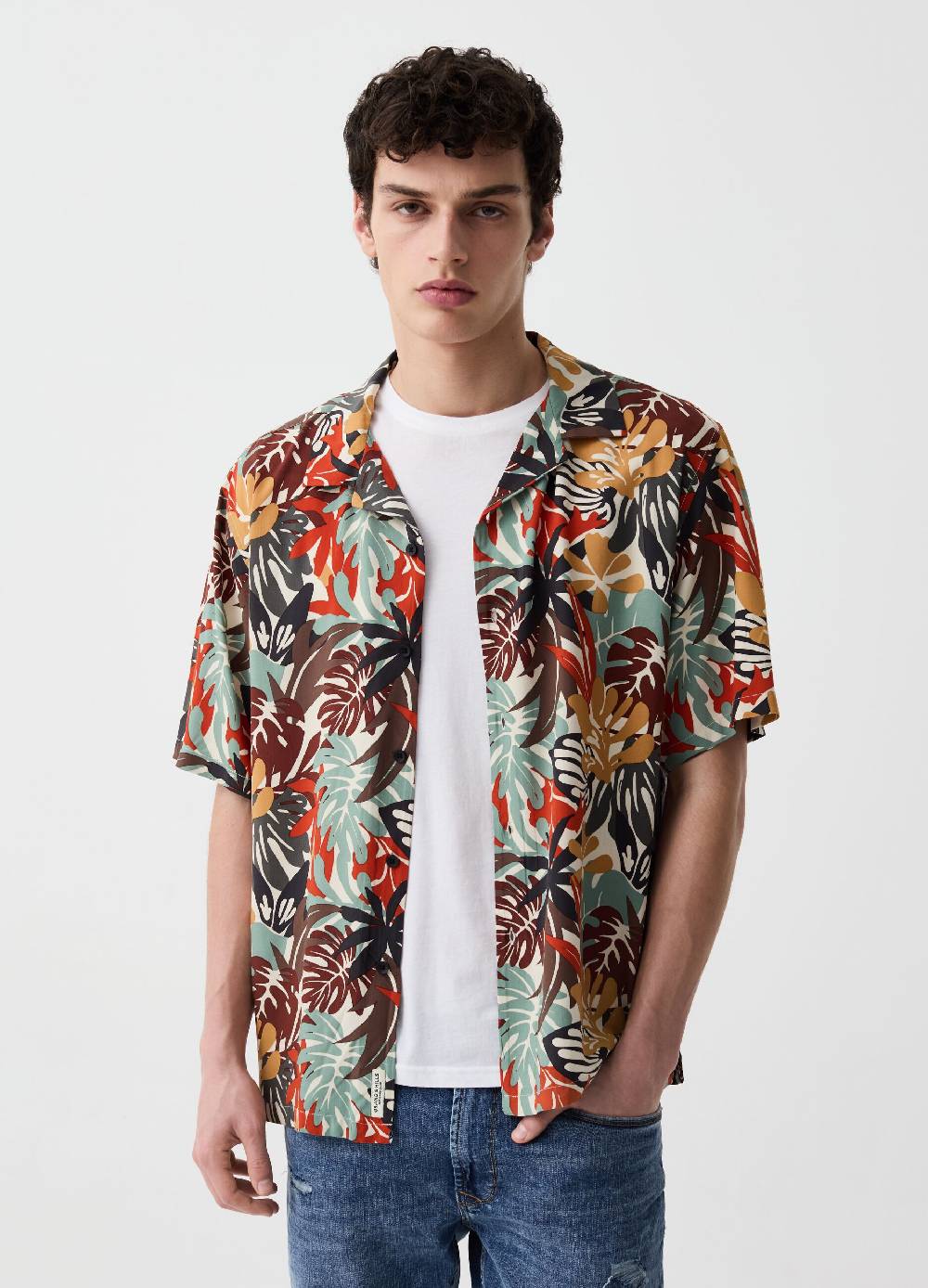Ovs Camicia A Maniche Corte Stampa Tropicale