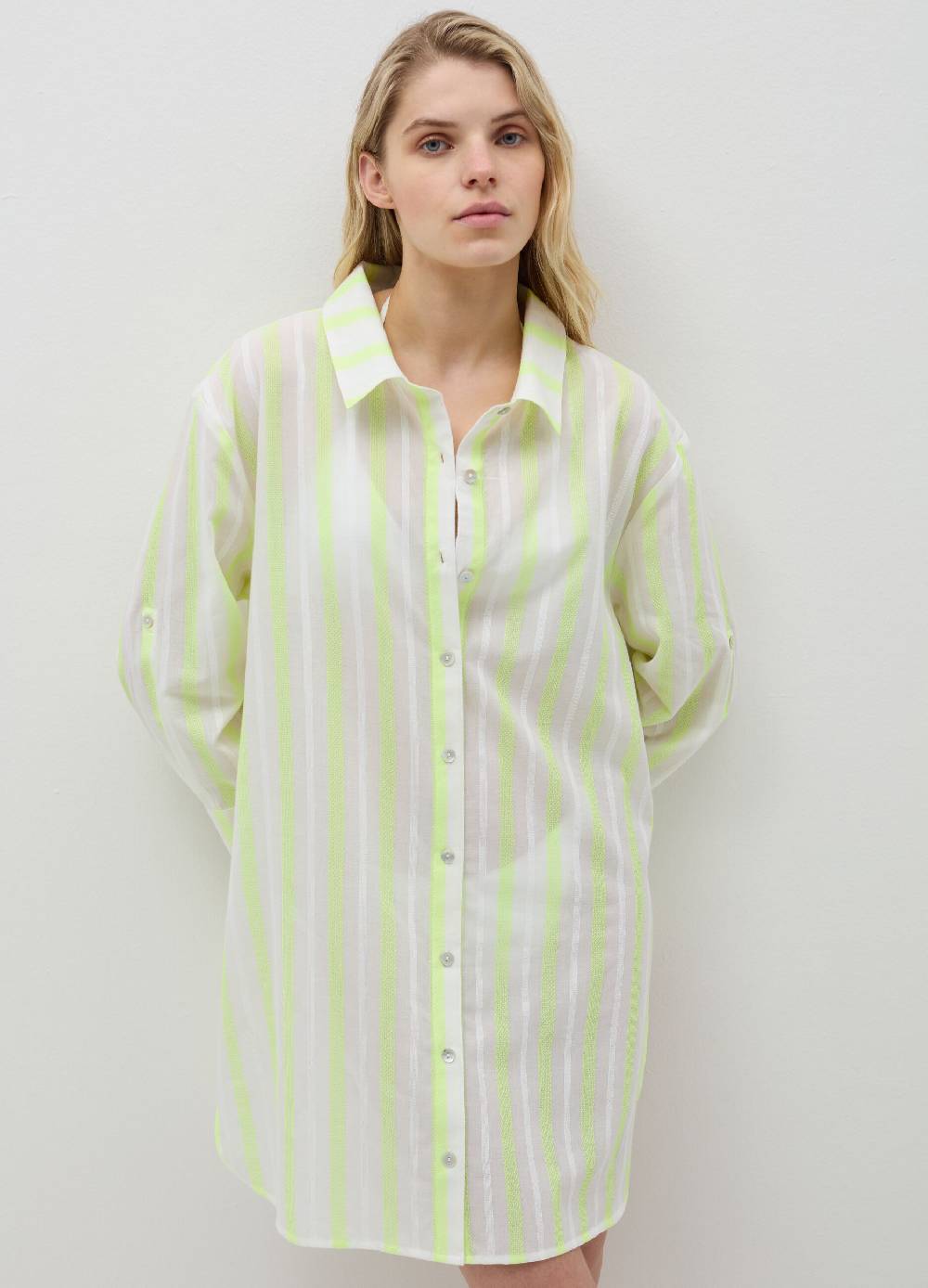 Ovs Camicia Copri Costume A Righe Con Ricamo