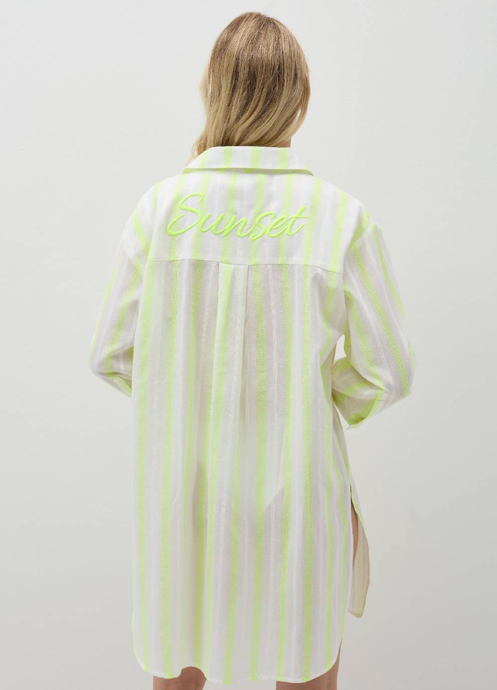 Ovs Camicia Copri Costume A Righe Con Ricamo