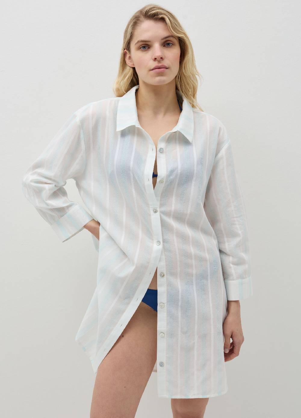 Ovs Camicia Copri Costume A Righe Con Ricamo