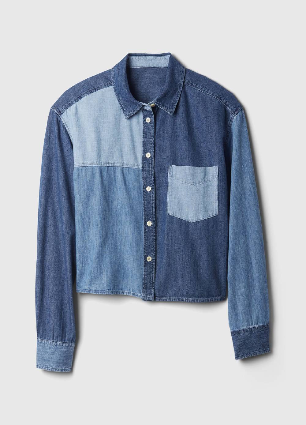 Ovs Camicia Crop In Denim Patchwork