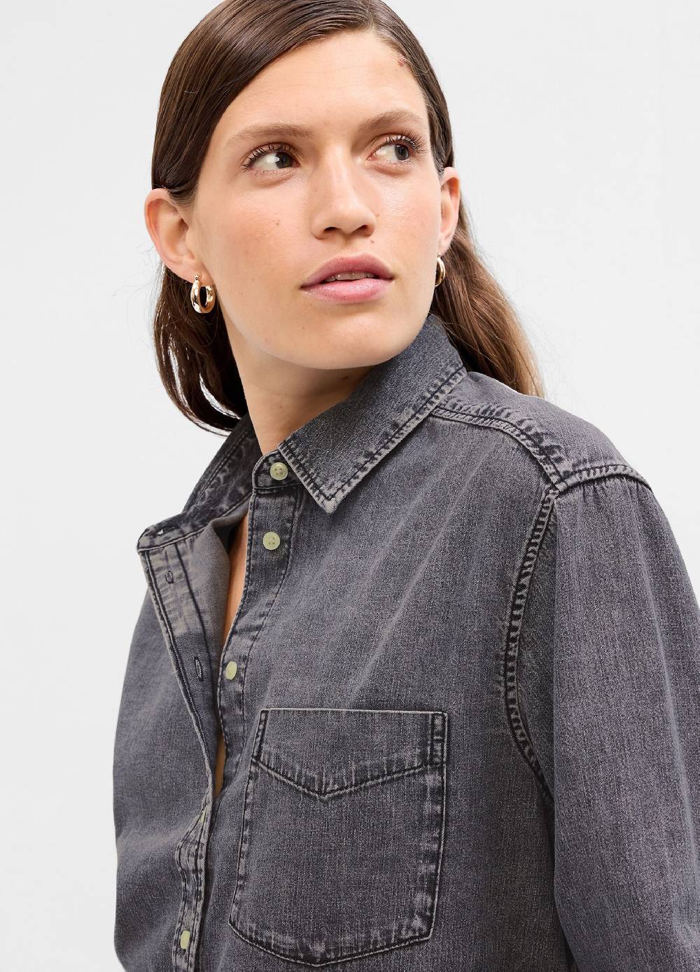 Ovs Camicia Cropped In Denim Con Tasca