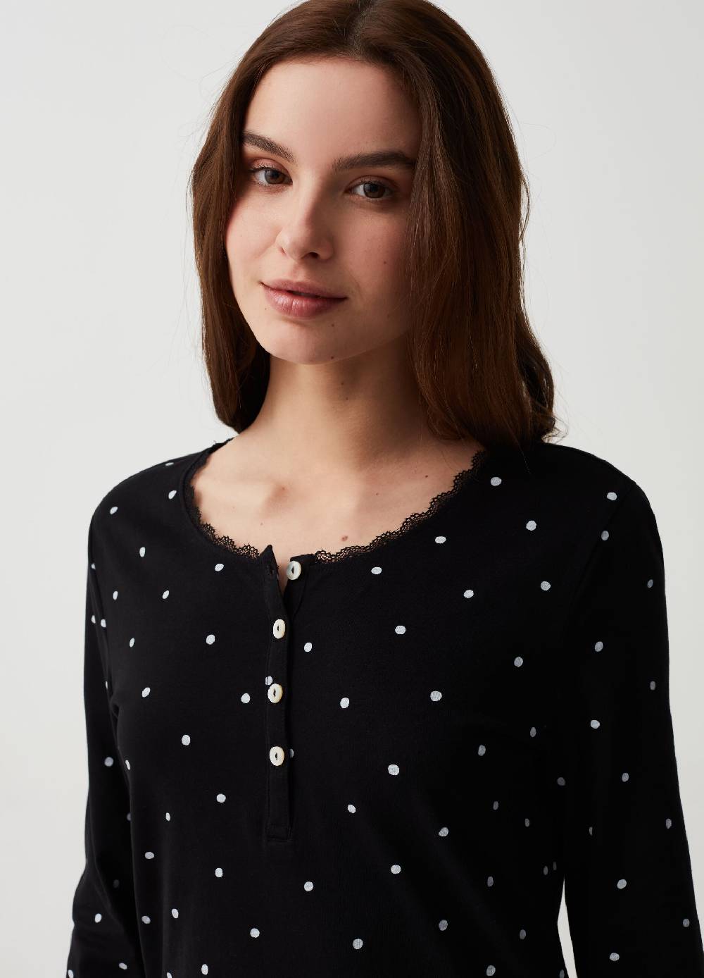 Ovs Camicia Da Notte A Pois Con Scollo Serafino