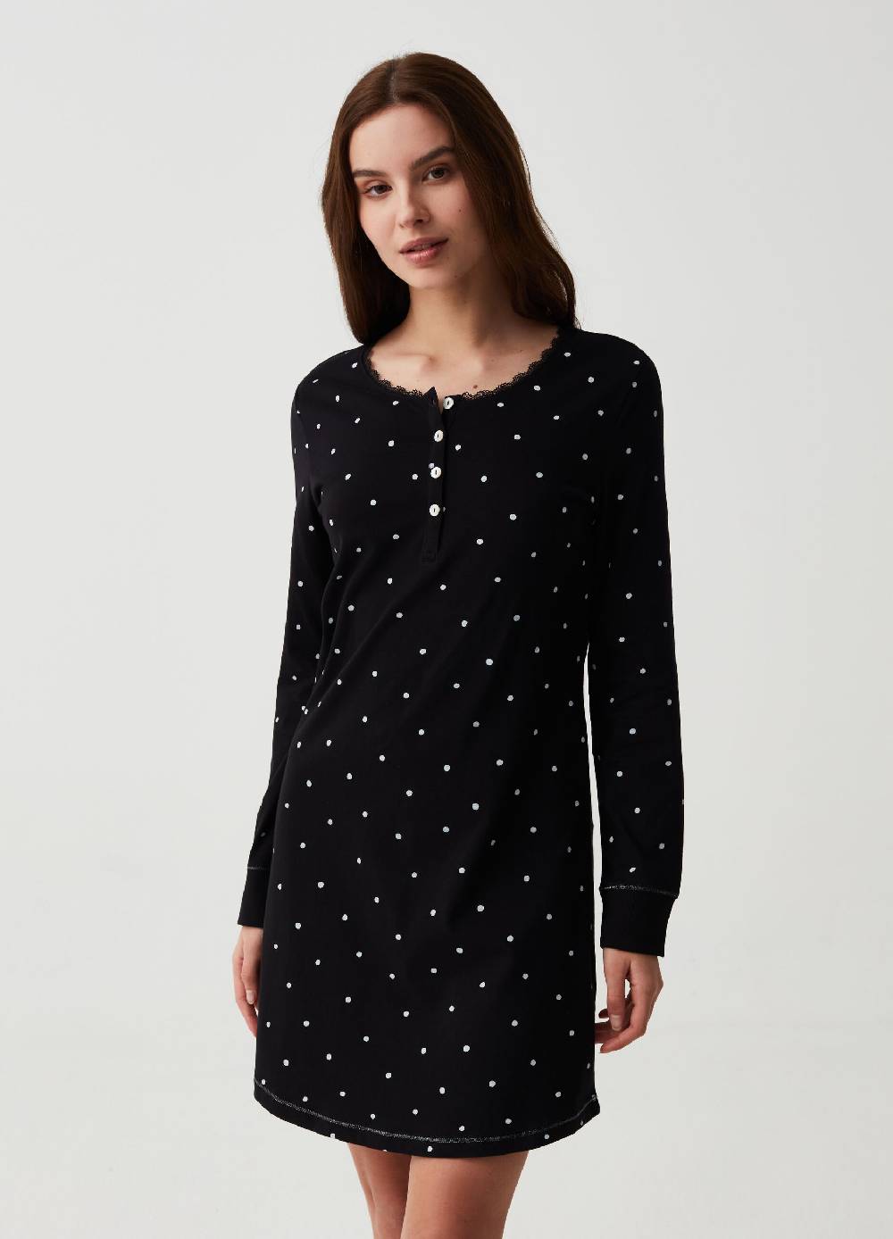 Ovs Camicia da notte a pois con scollo serafino