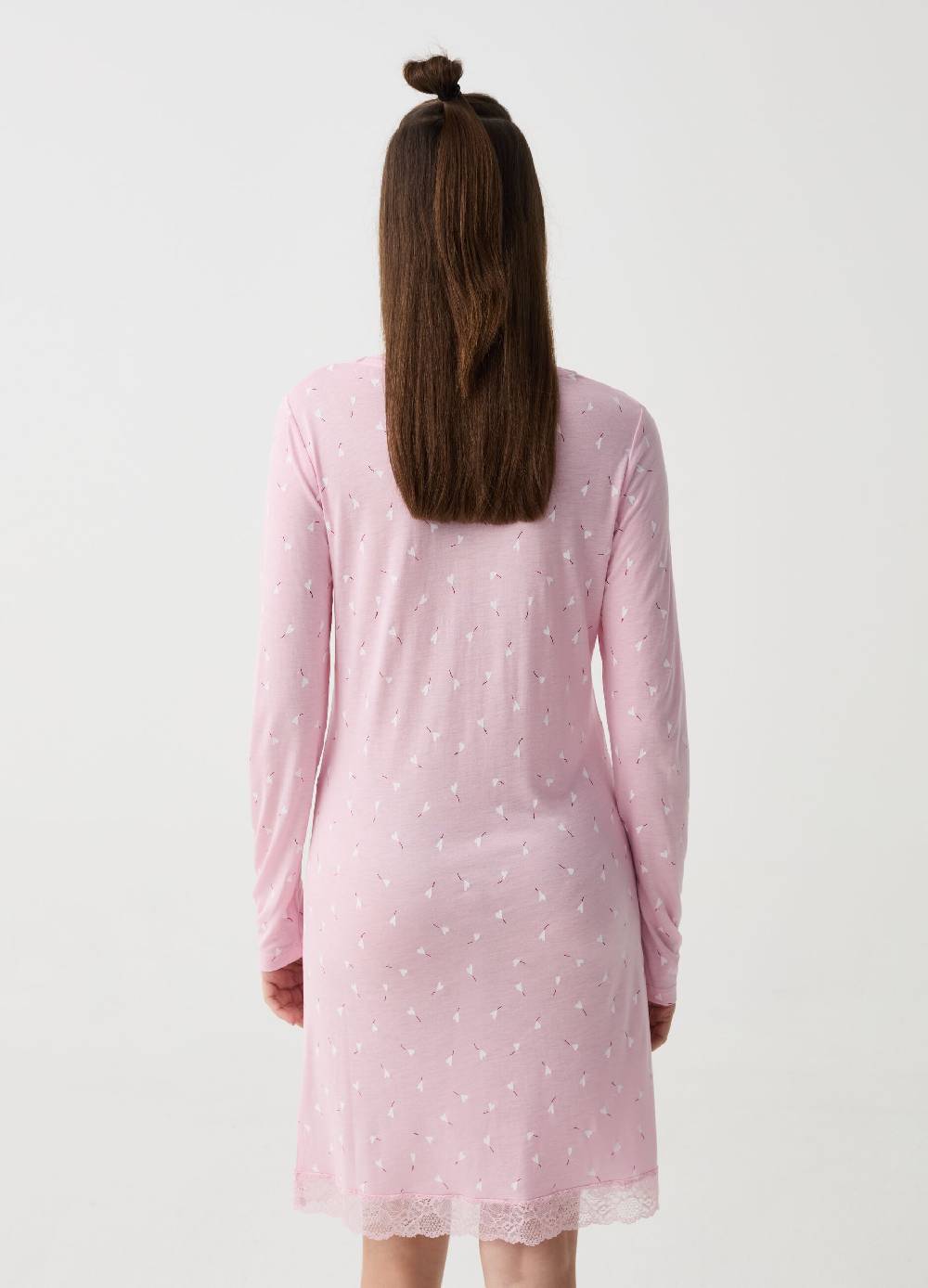 Ovs Camicia Da Notte Con Pizzo Fantasia Cuori