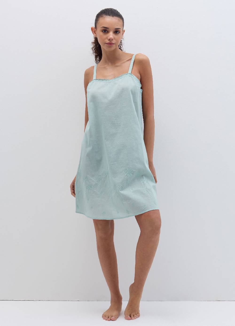 Ovs Camicia Da Notte In Cotone Con Ricamo