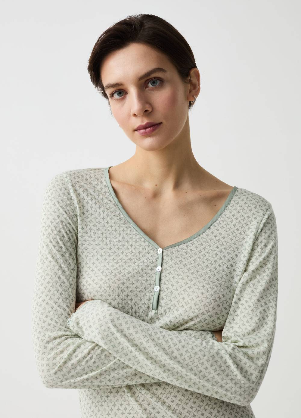 Ovs Camicia Da Notte In Jersey Micro Fantasia