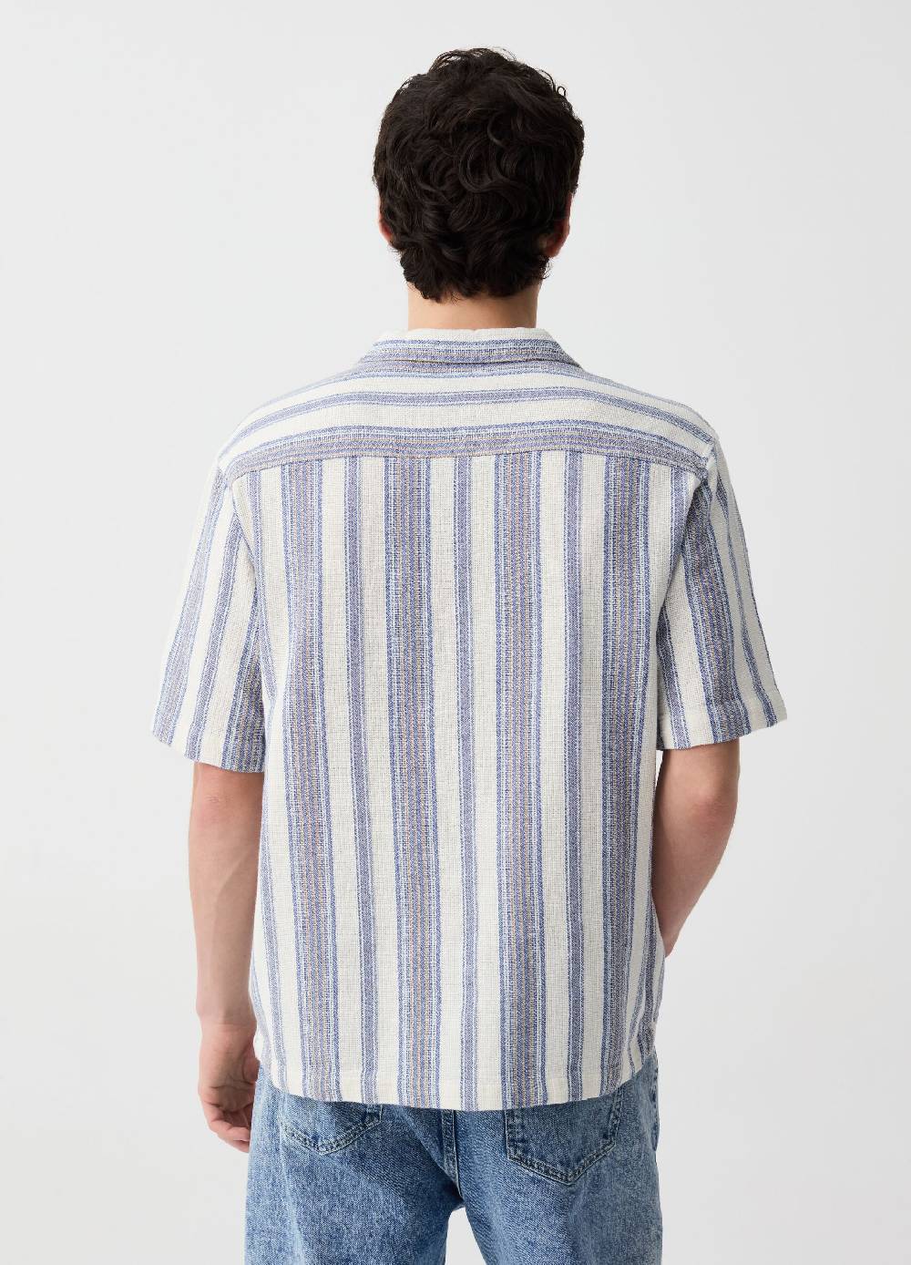 Ovs Camicia Garzata A Righe Con Maniche Corte