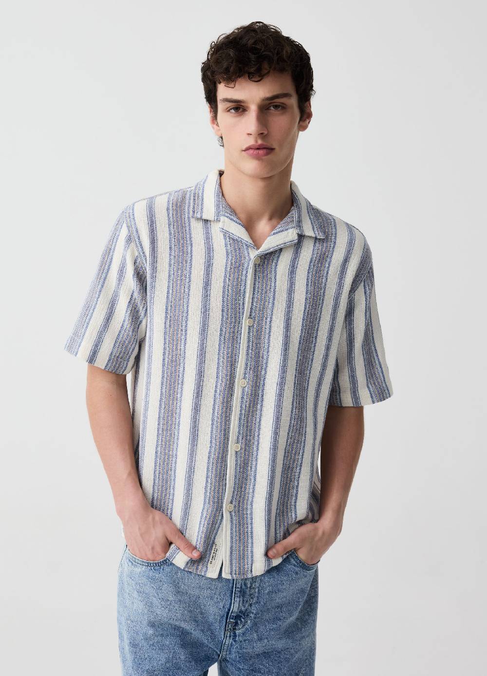 Ovs Camicia garzata a righe con maniche corte