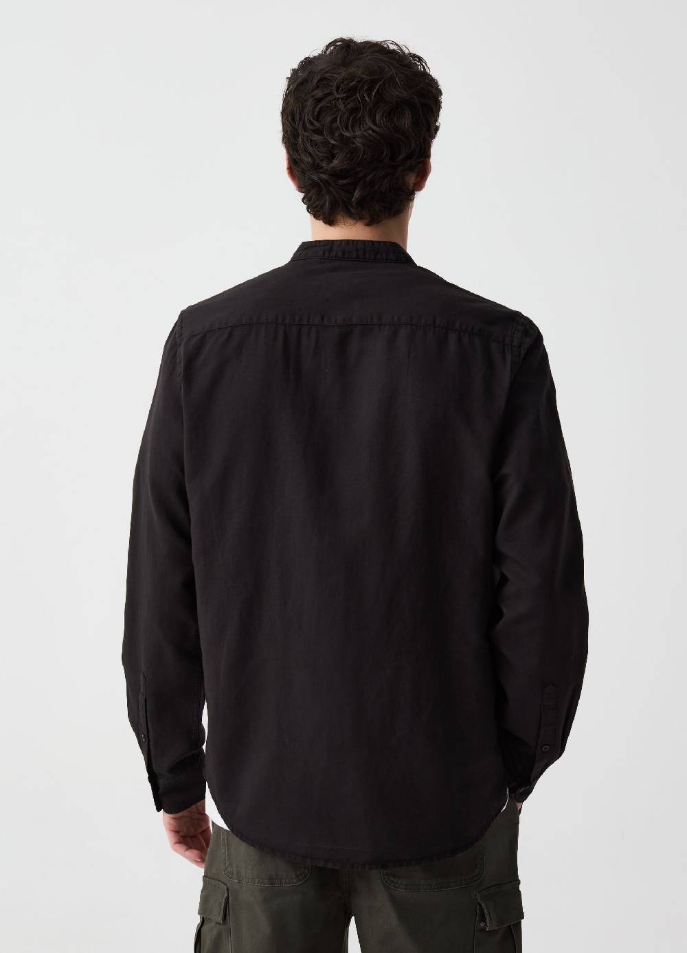 Ovs Camicia In Cotone E Lino Collo Alla Coreana