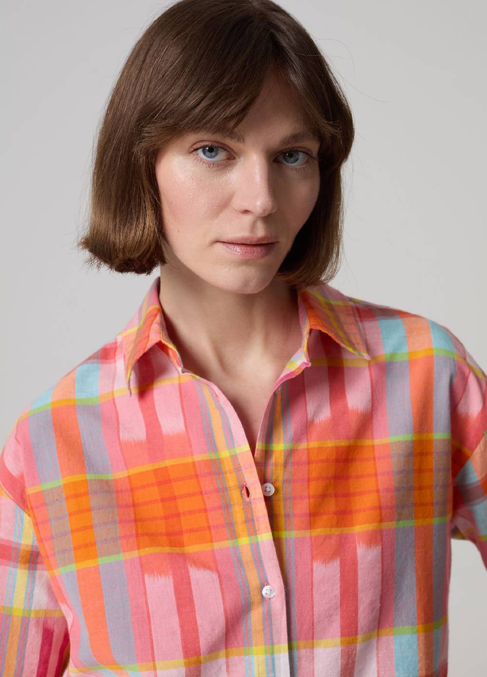 Ovs Camicia In Cotone E Lino Fantasia Check