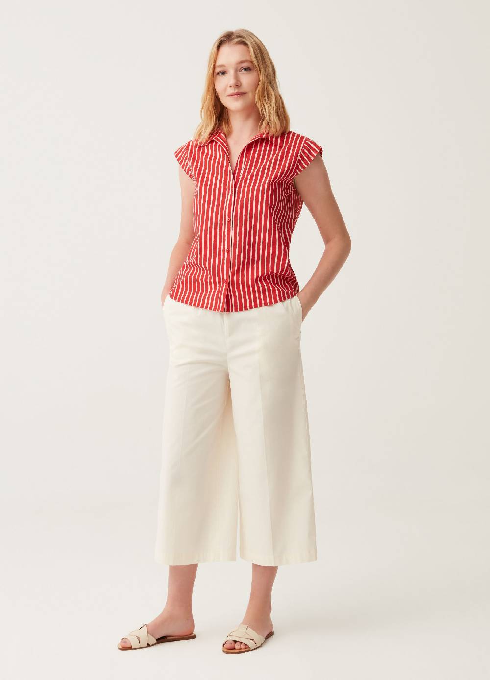 Ovs Camicia In Cotone Maniche Ad Aletta