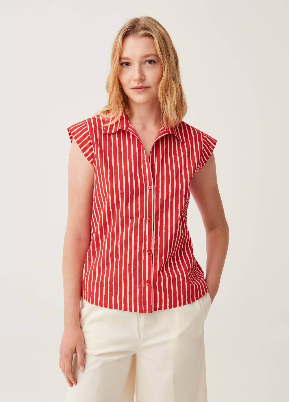 Ovs Camicia in cotone maniche ad aletta