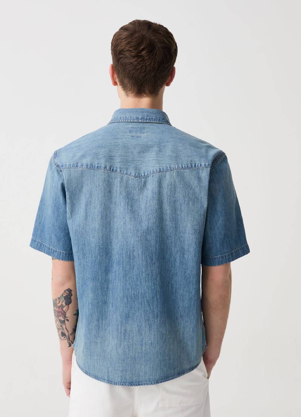 Ovs Camicia In Denim Con Bottoni Perlati