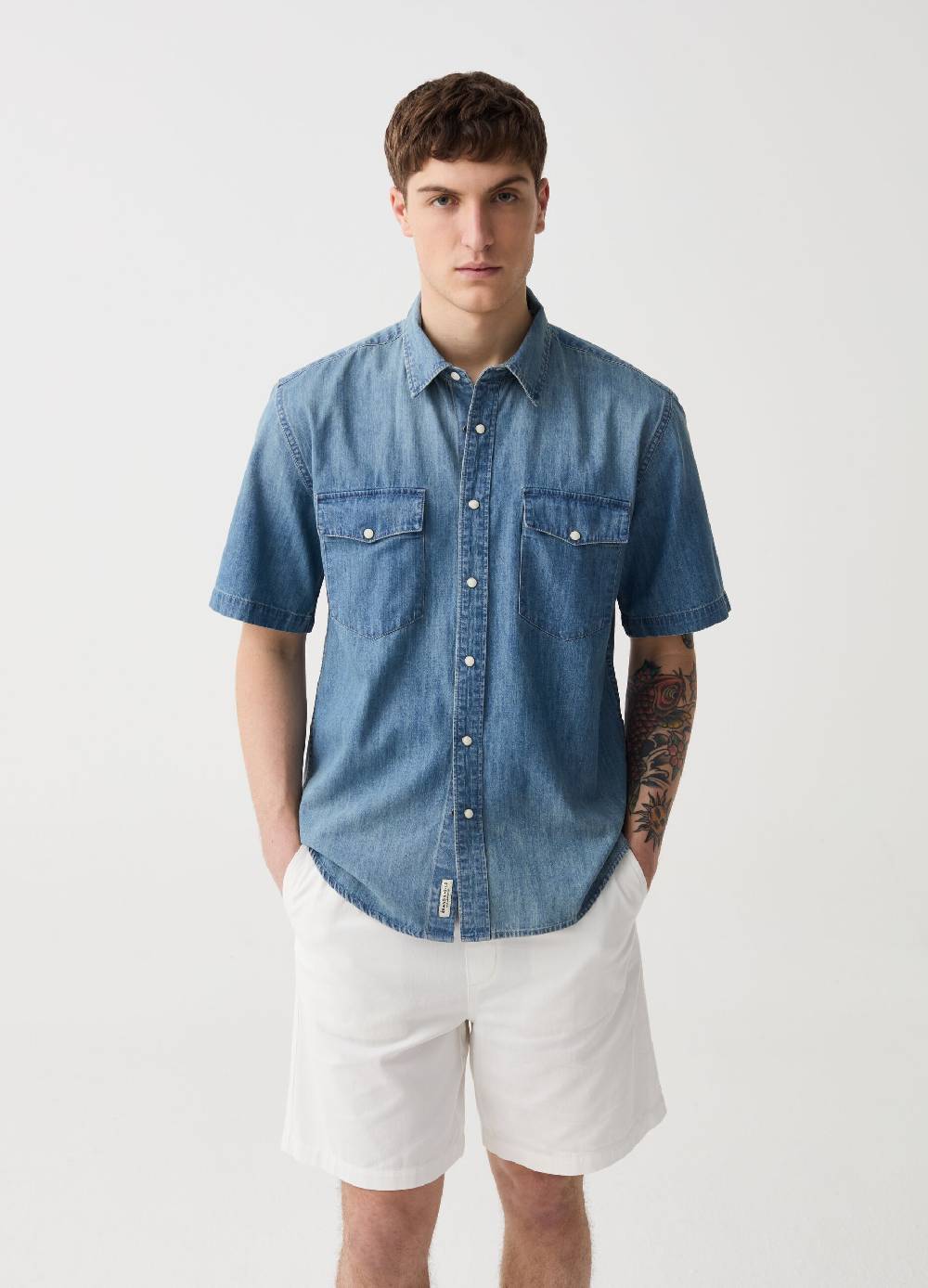 Ovs Camicia in denim con bottoni perlati