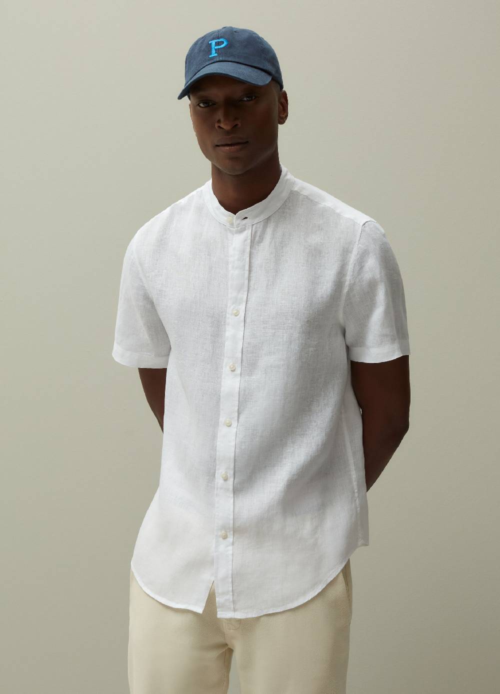 Ovs Camicia In Lino Collo Alla Coreana