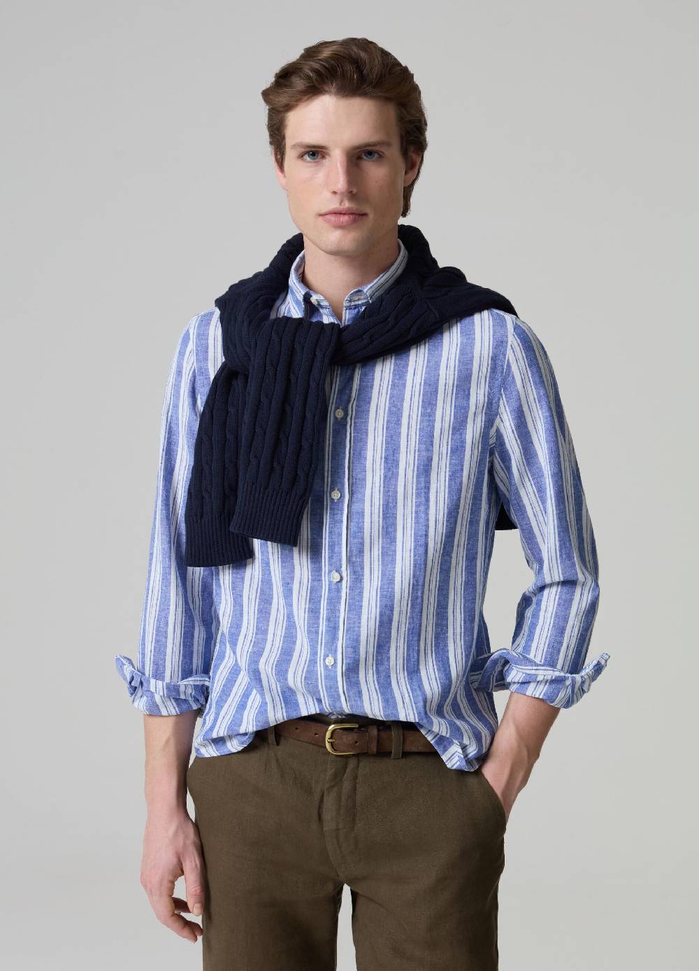 Ovs Camicia in lino e cotone a righe