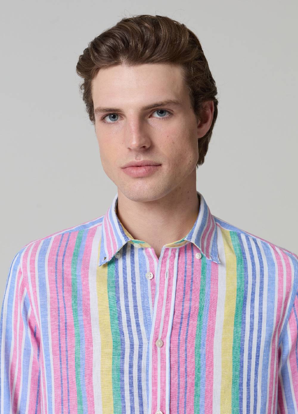 Ovs Camicia In Lino E Cotone A Righe Multicolor