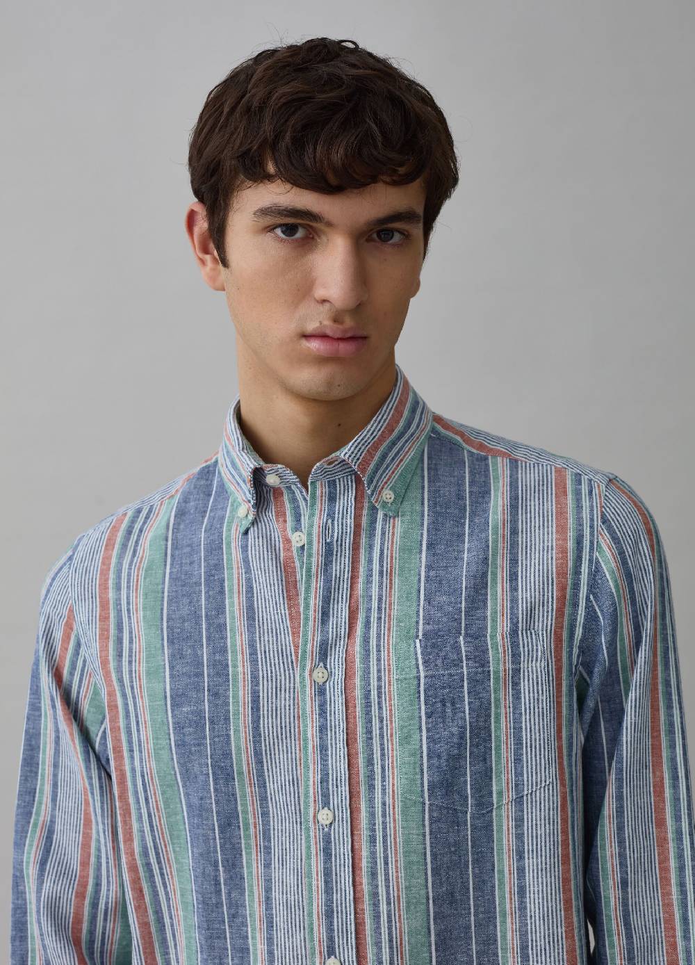 Ovs Camicia In Lino E Cotone A Righe Multicolor