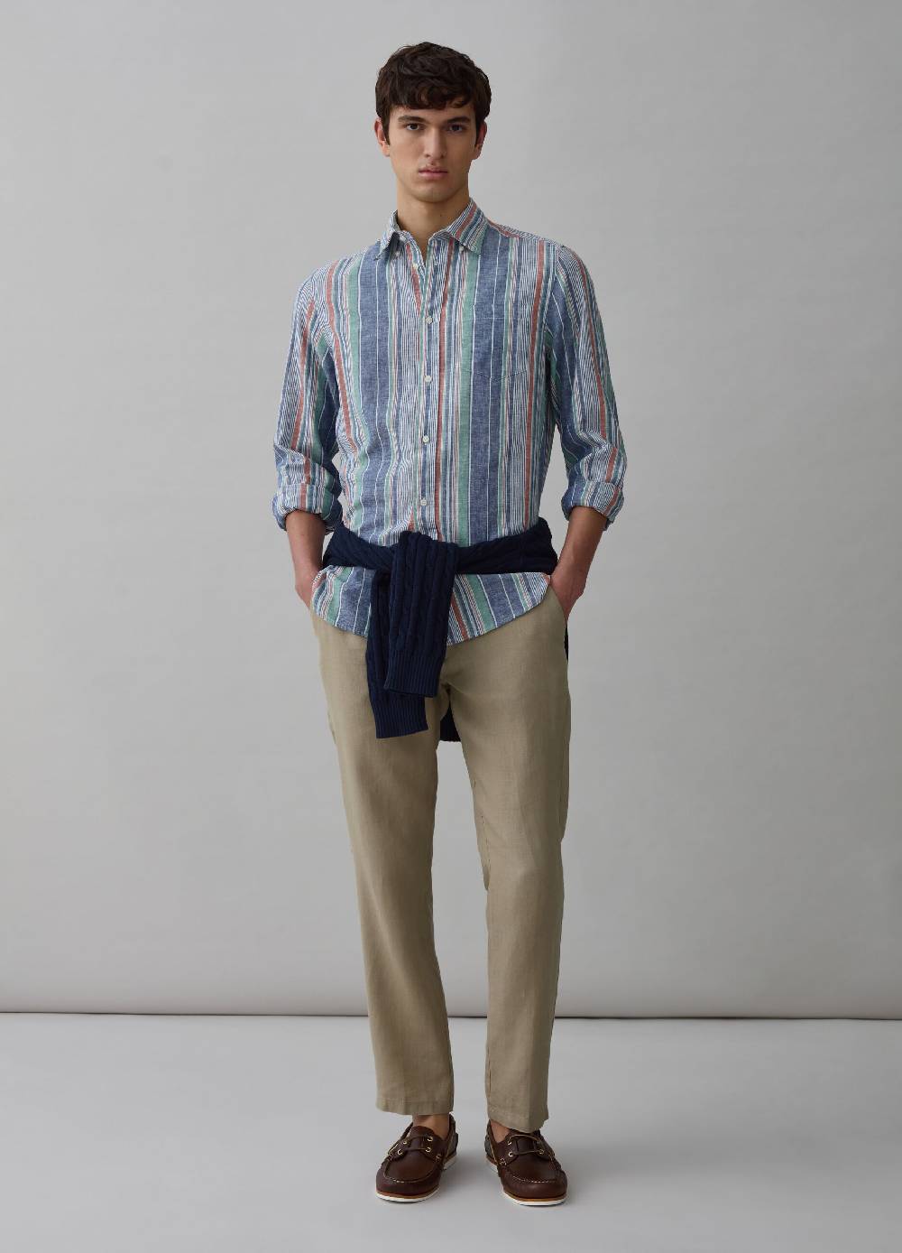 Ovs Camicia in lino e cotone a righe multicolor