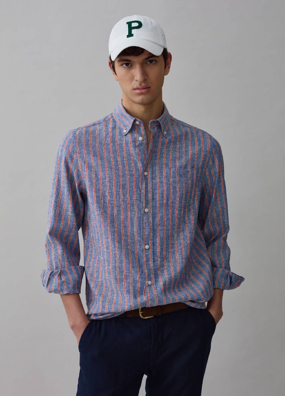 Ovs Camicia in lino e cotone a righe