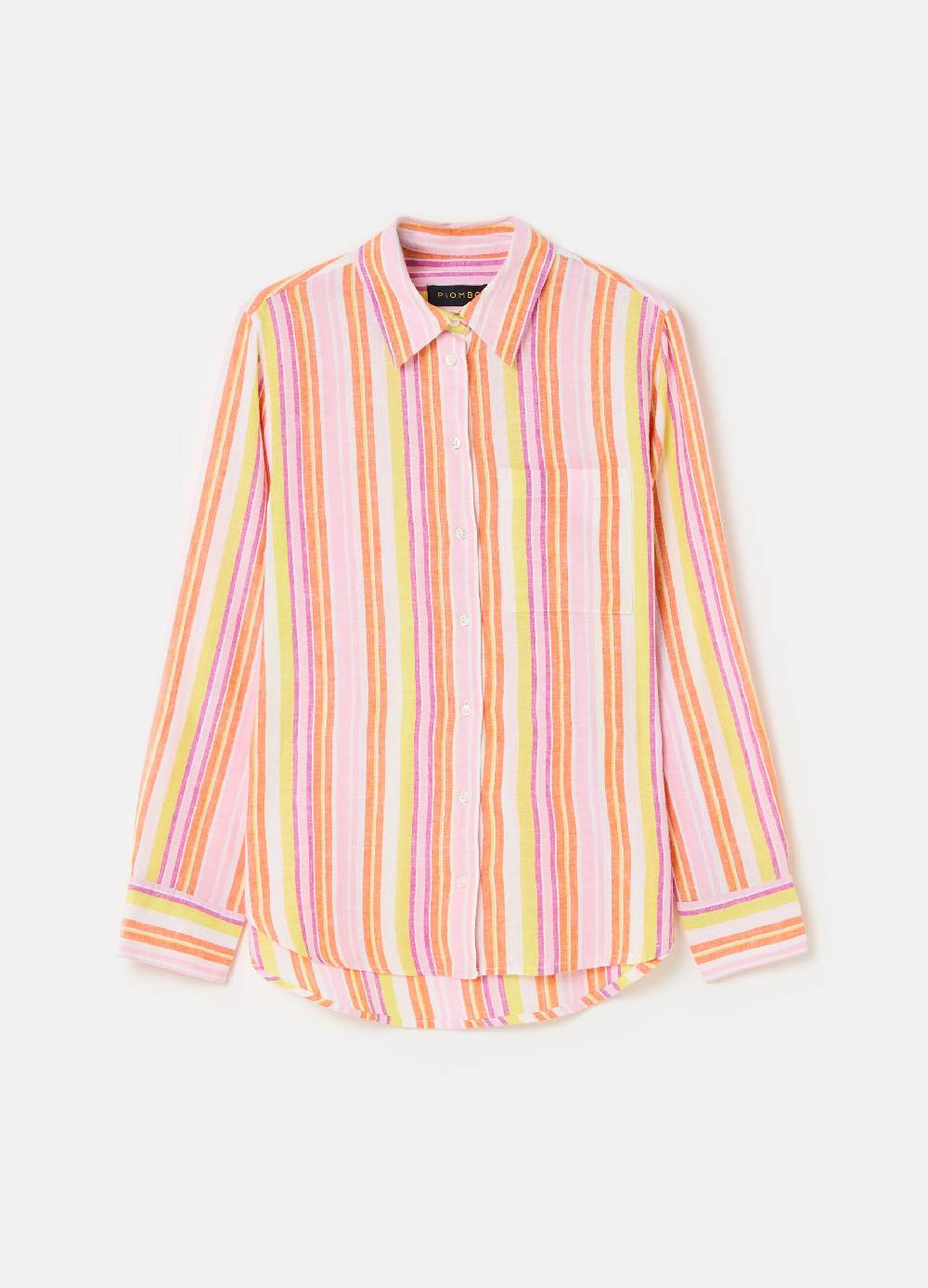 Ovs Camicia In Lino E Viscosa A Righe Multicolor