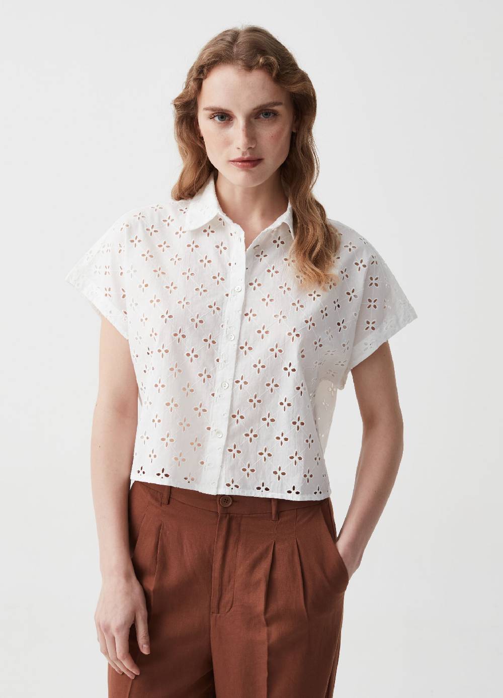 Ovs Camicia in sangallo a maniche corte