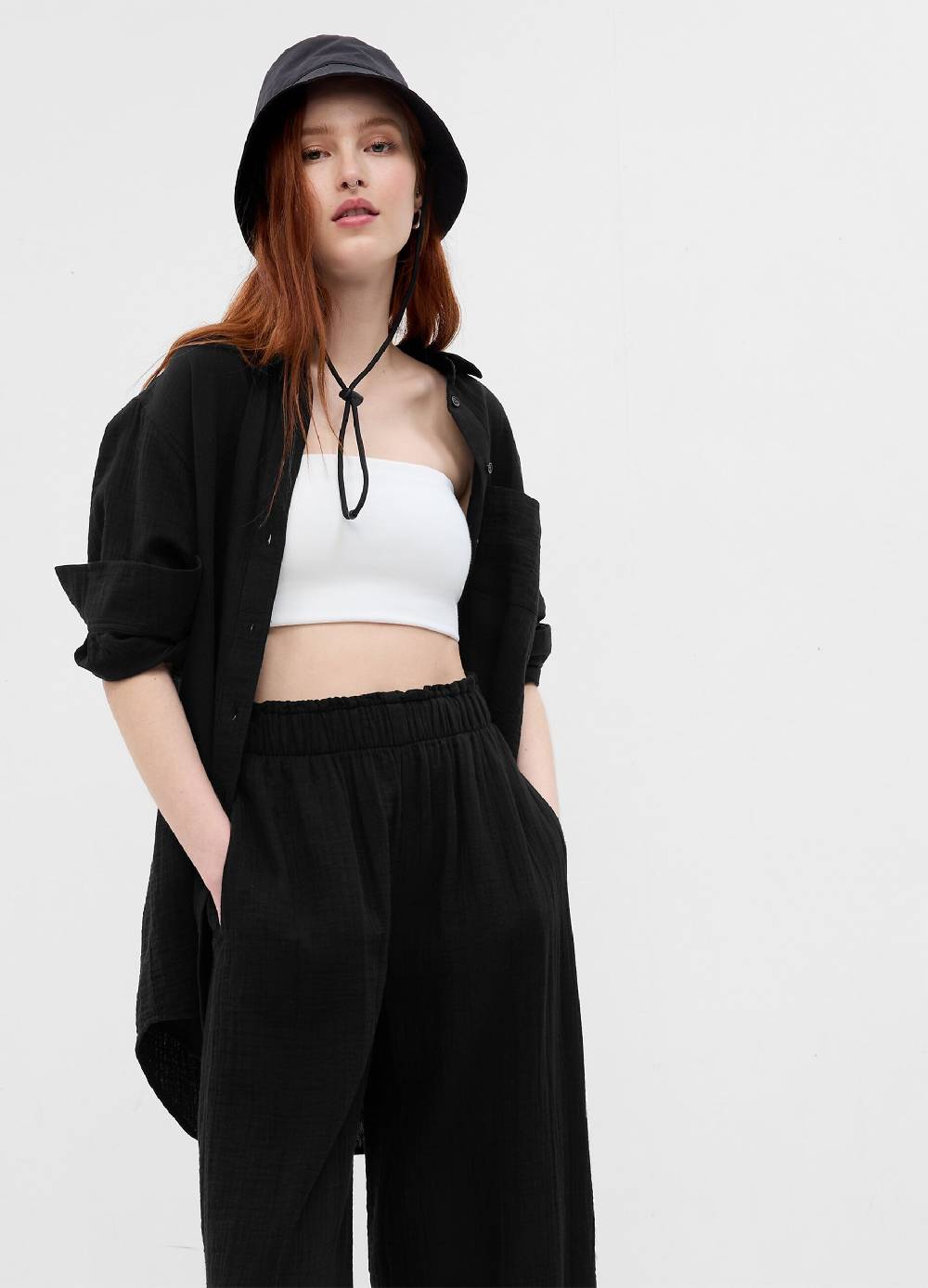 Ovs Camicia lunga in garza di cotone con tasca