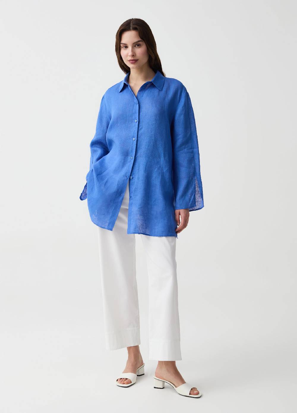 Ovs Camicia Lunga In Lino Con Spacchi