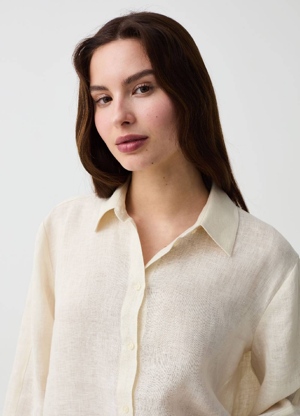 Ovs Camicia Lunga In Lino Con Spacchi