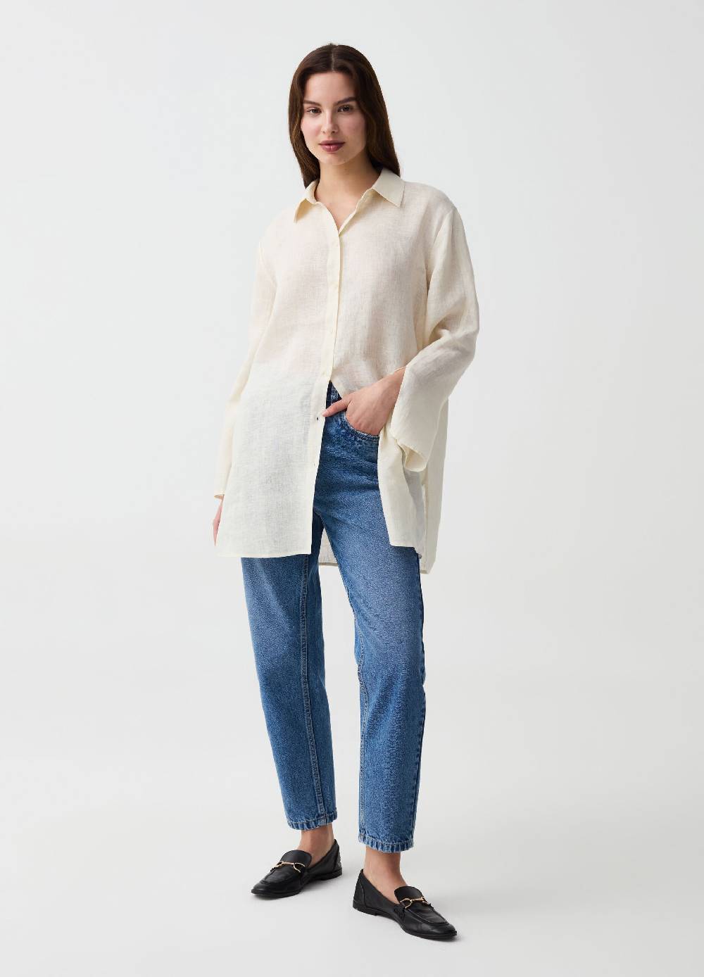 Ovs Camicia lunga in lino con spacchi