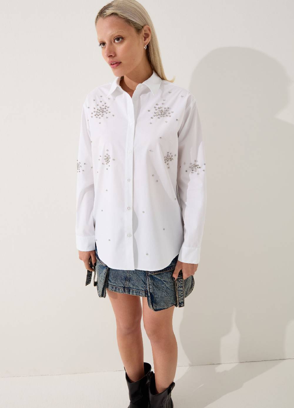 Ovs Camicia Over In Cotone Con Strass