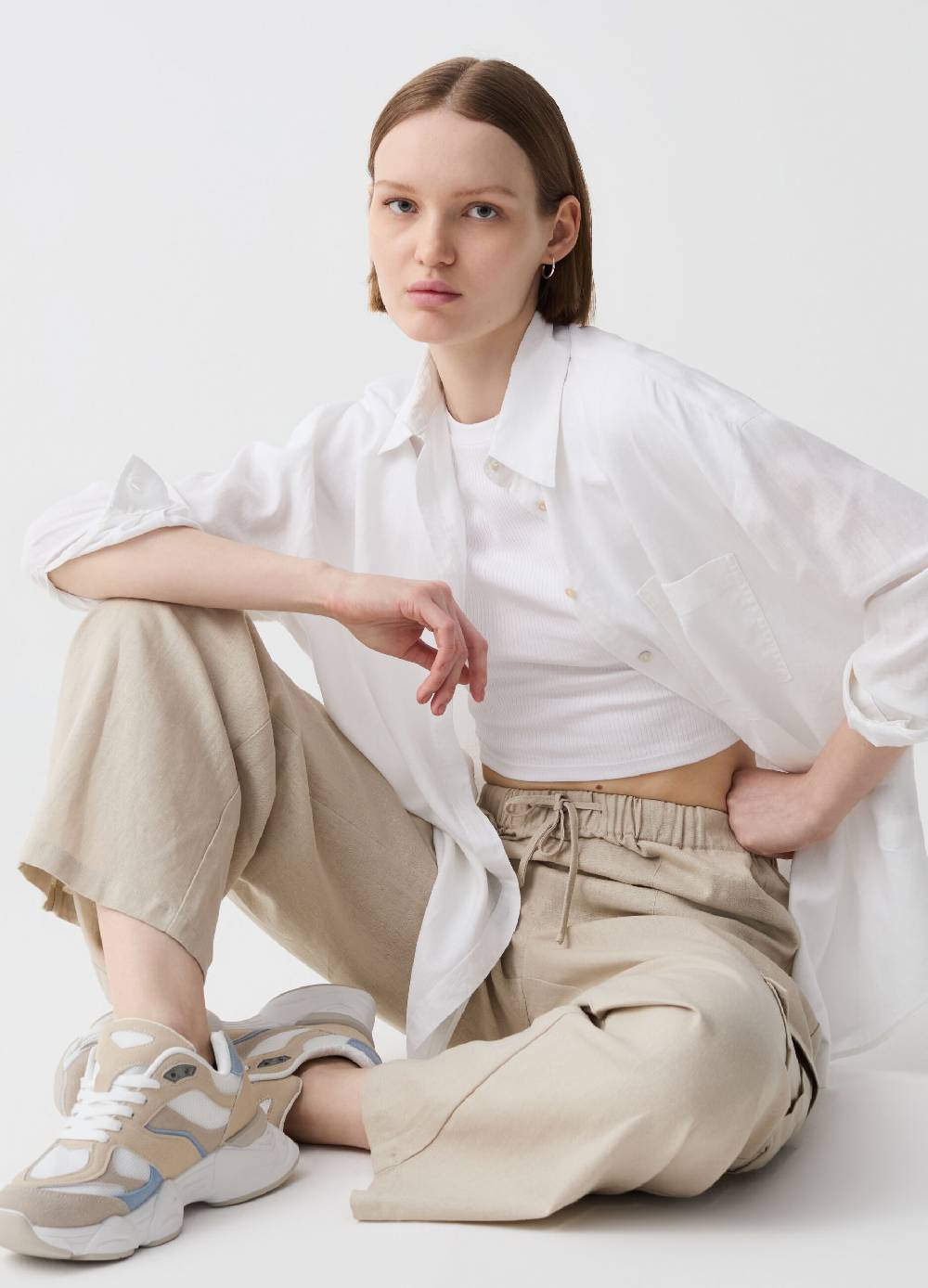 Ovs Camicia over in lino e viscosa con tasca