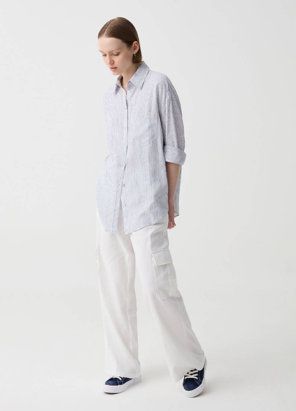 Ovs Camicia over in lino e viscosa con tasca