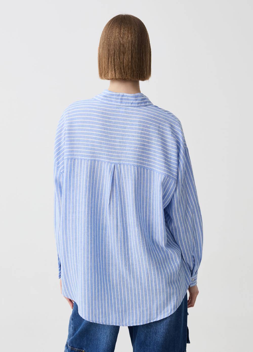 Ovs Camicia Over In Lino E Viscosa Con Tasca