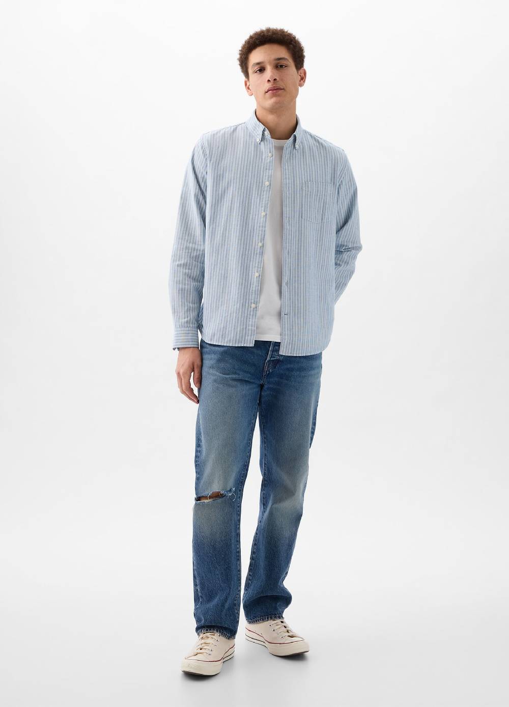 Ovs Camicia regular fit in cotone oxford a righe